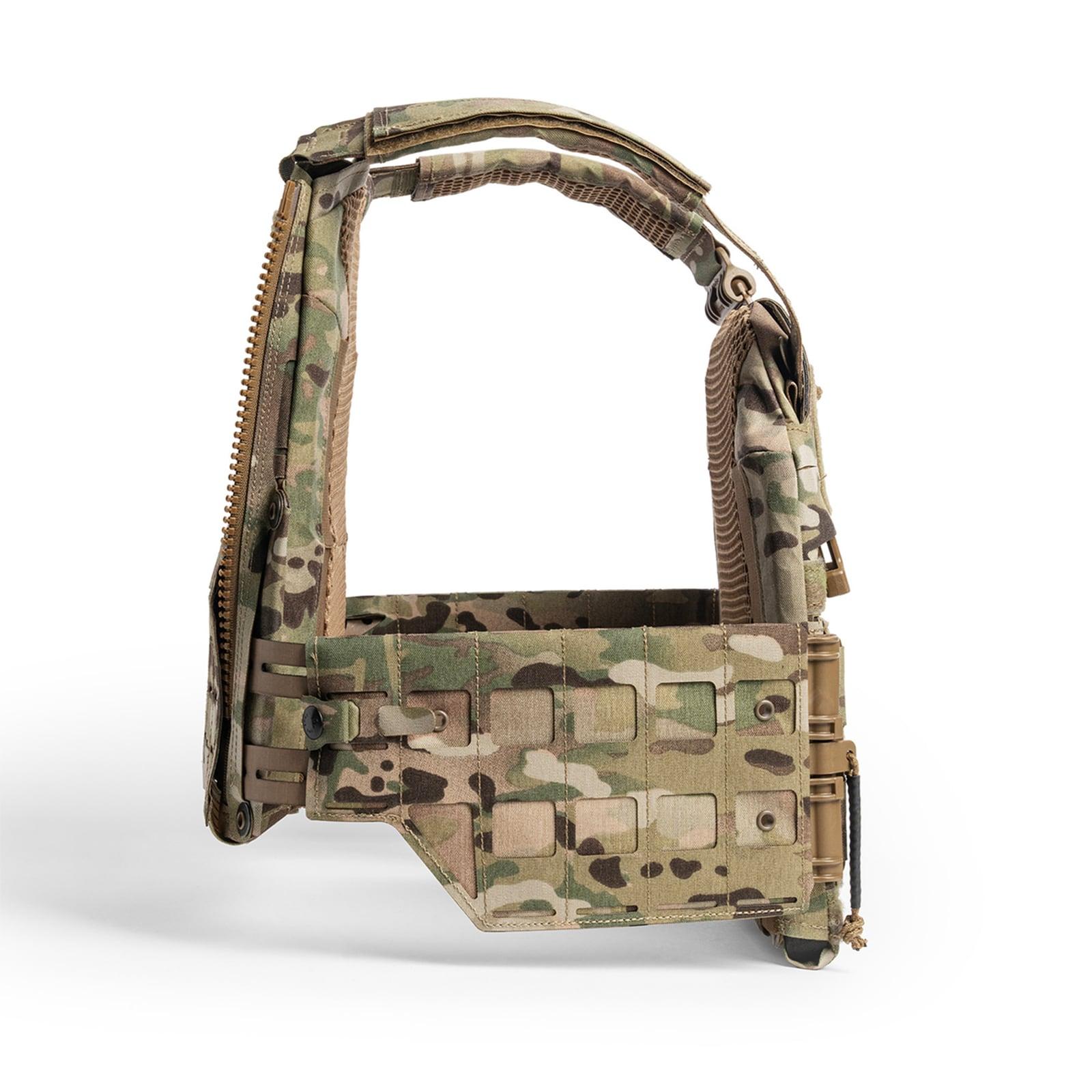 LV-120 plate carrier in MultiCam, side profile showing the Reactive Cummerbund